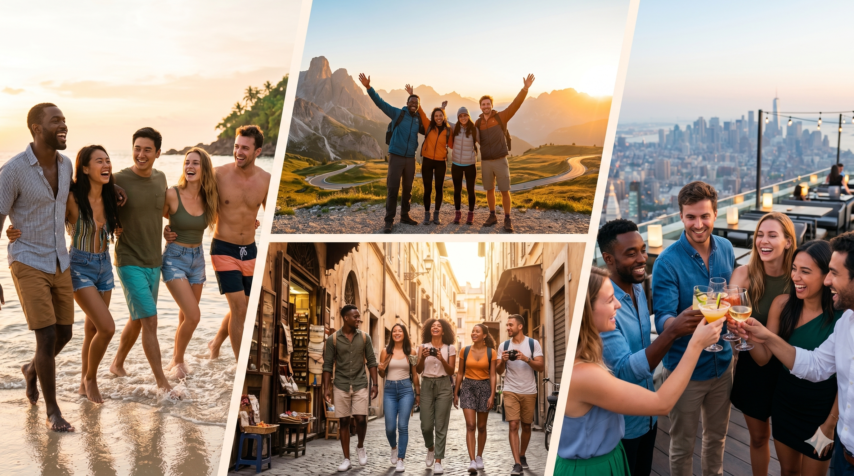 A collage of travel destinations and adventures